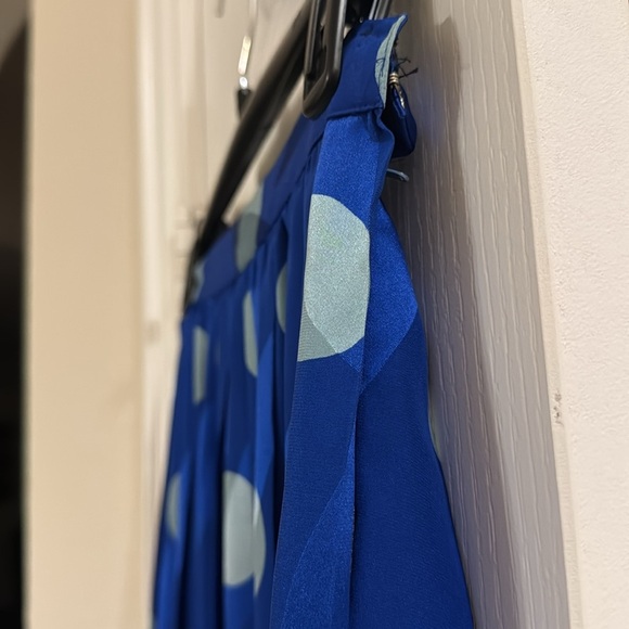 Dark Blue 100% Silk Pleated Skirt with Polka Dots - Picture 3 of 5